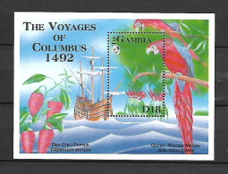 Gambia 1993 Columbus - Ships - Birds - Parrots MS MNH - Perroquets & Tropicaux