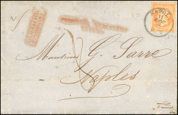 Obl. 23 - 40c. Orange, Non Obl., Au Départ S/lettre Manuscrite De MARSEILLE Du 8 Avril 1865 à Destination De NAPLES - IT - 1862 Napoléon III