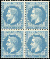 * 29B - 20c. Bleu. Bloc De 4. TB. - 1863-1870 Napoleon III Gelauwerd