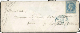 Obl. 29B - 20c. Bleu Obl. Ancre, Sous Le GC D'arrivée, S/lettre Frappée Du CàD Bleu De PARIS Du 27 Mai 1871 à Destinatio - 1863-1870 Napoléon III Lauré