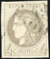 Obl. 41B - 4c. Gris. Report 2. Obl. TB. - 1870 Ausgabe Bordeaux