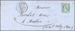 Obl. 44B - 20c. Bleu, Type I Report 2, Obl. GC 2360 S/lettre Frappée Du CàD De MILLAU Du 5 Janvier 1871 à Destination De - 1870 Ausgabe Bordeaux