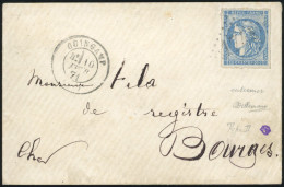 Obl. 45Cb - 20c. Outremer, Report 3, Obl. GC S/lettre Frappée Du CàD De GUINGAMP Du 10 Février 1871 à Destination De BOU - 1870 Emission De Bordeaux