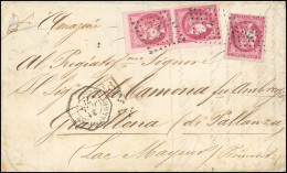 Obl. 49 - Paire Du 80c. Rose, Petit Coin De Feuille + 1 Unité Obl. Ancre S/lettre Frappée Du CàD Octogonal De MONTEVIDEO - 1870 Uitgave Van Bordeaux