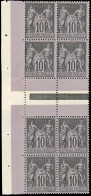 * 103b - 10c. Noir S/lilas. 2 Blocs De 4 Inter-panneau Type I Tenant à Type II. BdeF. SUP. - 1876-1878 Sage (Type I)