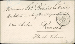 Obl. LE VILLE DE FLORENCE. Lettre Non Taxée Frappée Du CàD ARMEE DU RHIN BAU AL Du 18 Septembre 1870 à Destination De RE - Krieg 1870