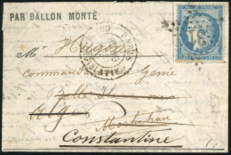 Obl. 37 - LE FULTON. 20c. Siège Obl. étoile ''31'' S/lettre Frappée Du CàD De PARIS - CORPS LEGISLATIF Du 30 Octobre 187 - Krieg 1870