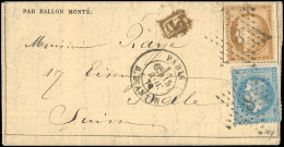 Obl. 29 +36 - LE GENERAL UHRICH. 20c. Lauré + 10c. Siège (Affranchissement Rare) Obl. étoile 8 S/Gazette Des Absents N°7 - Guerre De 1870