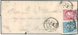 Obl. 45 + 49 - 20c. + 80c. Bordeaux Obl. GC 2915 S/lettre Frappée Du CàD De POITIERS Du 2 Janvier 1871 à Destination De  - War 1870