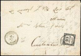 Obl. 2 - Timbres-Taxe. AIN-BEIDA. Lettre Manuscrite Frappée Du Cachet Perlé D'AIN-BEIDA - ALGERIE Du 18 Août 1861 à Dest - 1849-1876: Période Classique