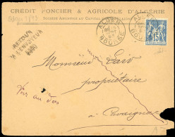 Obl. 90 - ALGER. 15c. Groupe Obl. Du CàD D'ALGER - BOURSE Du 15 Septembre 1893 à Destination De CAVAIGNAC. Griffe Retour - 1849-1876: Période Classique