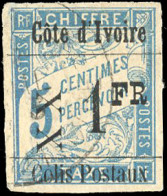 Obl. 7d - Colis-postaux. 1F. S/5c. Bleu. Surcharge Au Type V. Léger CàD, Léger épidermure Au Verso Sinon Superbe. Tirage - Sonstige & Ohne Zuordnung