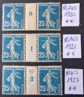 MILLESIMES N°140 (1920,1921,1923) - NEUF ** - Millesimes