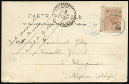 Obl. 53a - Coupé Gauche Du 20c. Orange Et Brun-violet Obl. S/carte Postale Frappée Du CàD Bleu 3 Décembre 1901 à Destina - Autres & Non Classés