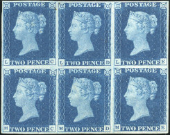 ** SG#2 - Spec.DS.7 - 1840. 2d. Deep Blue. Plate 2. Watermark Small Crown. Imperforate. Block Of 6. Lettered L-C/L-D/L-E - Other & Unclassified