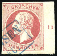 Obl. 17 - 1g. Rose. 4 Pièces Avec Bord De Feuille Et Numéro. TB. - Hanover