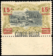 ** COB#87A-Cu - 15c. S/50c. Olive. Emission De Récupération De 1921. Amorce D'une Deuxième Surcharge ''CONGO BELGE''. Bd - Autres & Non Classés