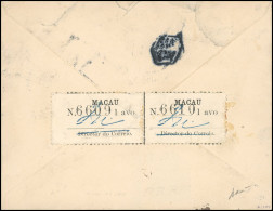 Obl. 144 - Paire Du 1a. Noir, Obl. Au Dos D'une Lettre Frappée Du CàD De MACAU Du 18 SET. 1911 à Destination De CANTON - - Altri & Non Classificati