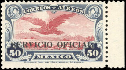 * 23 - Service Pour La Poste Aérienne. 50c. Aigle Bleu Foncé Et Carmin. Sans Filigrane. SUP. - Mexico