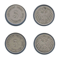 Allemagne  5 Pfennig 1893 A + 1894 A, Type Ll, KM# 11, Deutsches Reich, - 5 Pfennig