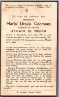 Bidprentje Tessenderlo - Coomans Maria Ursula (1891-1950) - Devotion Images