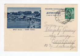 1936. KINGDOM OF YUGOSLAVIA,MONTENEGRO,PODGORICA TO BELGRADE,SPLIT,BACVICE BEACH,ILLUSTRATED STATIONERY CARD,USED - Enteros Postales