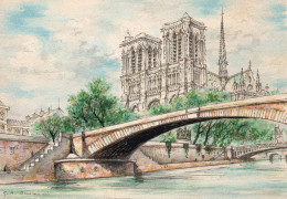 Paris 4e-Paris-Le Petit Pont Et Notre Dame - éditions M. Barré & J. Dayez - Illustrateur : G.A. Dumarais - 1949-1950 - Arrondissement: 04