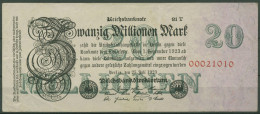 Dt. Reich 20 Millionen Mark 1923, DEU-108d FZ T, Gebraucht (K1301) - 20 Millionen Mark