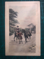 CARTE POSTALE, ART, PEINTURE ; Belle Carte D'un Homme Et D'une Femme Montant à Cheval Tout En Se Faisant La Cour - Koppels