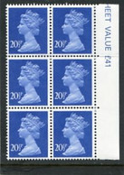 GREAT BRITAIN - 1983  MACHIN  20 1/2p  PCP  BLOCK OF 6  MINT NH - Unused Stamps