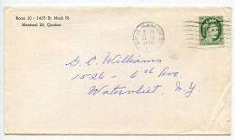 Canada 1959 Cover; Cite De Jacques Cartier, Quebec To Watervliet, New York; 2c. QEII Coil Stamp - Brieven En Documenten