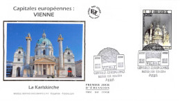 FDC Soie - Vienne, La Karlskirche, Oblit 18/4/14 Paris - 2010-2019