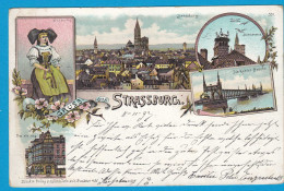 AK Litho Strassburg Kehler Brücke Elsass 1907    (1025 - Elsass