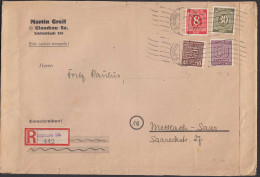 Alliierte Besetzung 1945 R-Brief Mif Behelfs R-Zettel Glaugau - Mettlach (26331 - Autres & Non Classés