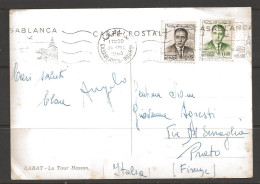 1963 Casablanca, Two King Stamps, 0.05 & 0.30, Pc To Prieto Italy - Maroc (1956-...)