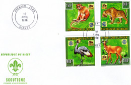 Niger 1996, Scout, Rotary, Wild Cats, Monkey, 4val IMPERFORATED In FDC - Niger (1960-...)