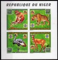 Niger 1996, Scout, Rotary, Wild Cats, Monkey, 4val In BF IMPERFORATED - Monkeys