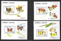 SIERRA LEONE...QUEEN ELIZABETH II...(1952-22.)......" 1991..".....BUTTERFLIES  AND FLOWERS...MS1657....SET...MH. - Papillons