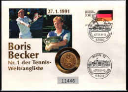 Bund Numisbrief Gestempelt Boris Becker Mit 1 D-Mark #KE675 - Other & Unclassified