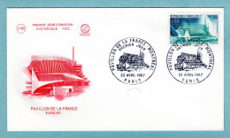 FDC France 1967 - Le Pavillon De France à L'exposition Universelle De Montréal - YT 1519 - Paris - 1967 – Montreal (Kanada)