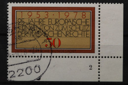 Deutschland (BRD), MiNr. 979, Ecke Rechts Unten, FN 2, Gestempelt - Used Stamps