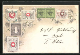 AK Briefmarken Aus Schweiz, Stadt Post Basel  - Timbres (représentations)