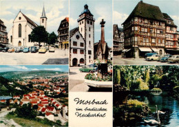 73909599 Mosbach Baden Stadtplatz Kirche Fachwerkhaus Panorama Schwanenteich - Mosbach