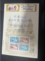 4-6-2024 (19) 1 Mini-sheet On Cover From Isle Of Man - Prince Charles & Lady Diana Spencer Royal Wedding (22x15 Cm) - Familias Reales