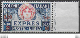 1933 Libia Espresso Lire 2,50 Su 2 Lire Sup MNH Sassone N. 13 - Altri & Non Classificati