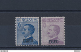 1912 EGEO , Francobolli D'Italia Del 1908 Soprastampati EGEO, N° 1/2 ,  2 Valor - Ägäis