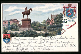 Künstler-AK Darmstadt, Statue Im Grünen  - Darmstadt