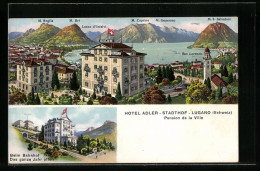 AK Lugano, Hotel Adler Stadthof, Teilansicht  - Lugano