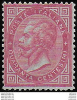 1863-65 Italia VE II 40c. Rosa Carminio Torino MNH Sassone N. T20 - Autres & Non Classés