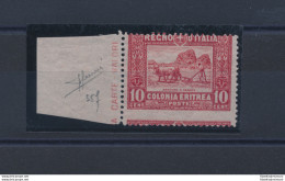 1910-14 ERITREA , Soggetti Africani , 10 Cent Rosso Dentellatura Fortemente Spos - Erythrée